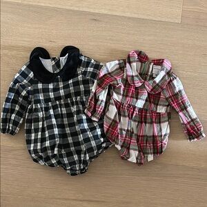 Plaid Kids One Piece Set - Black and Red